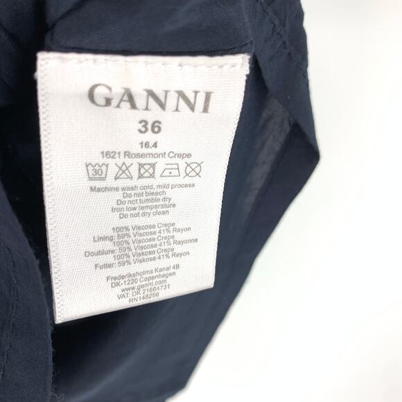 Ganni Women's Size 36 US S Blue Rosemont Crepe Dress Dotted Eclipse Full Zipped - Picture 8 of 8